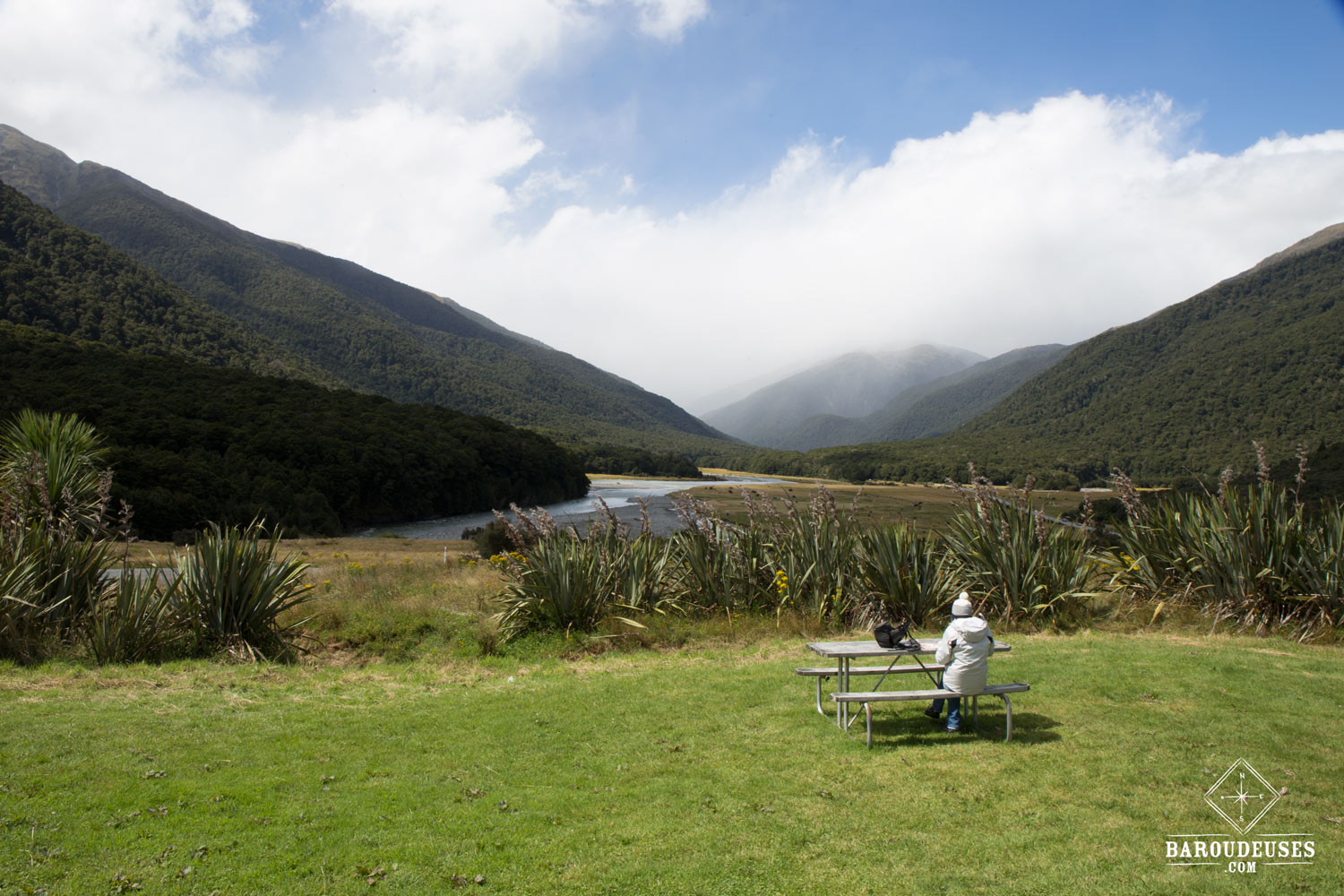 La pause repas d'une baroudeuse - Nouvelle-Zélande