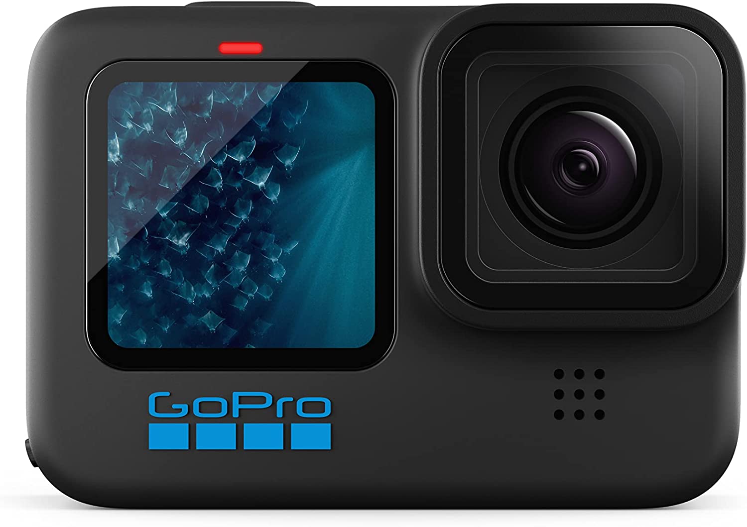 La GoPro Hero 11, dernière version des caméras d'action avec un écran tactile à l'avant.